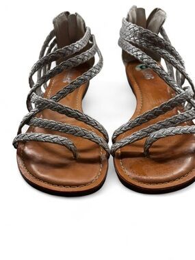 Carlos by Carlos Santana Braided Metallic Silver Strappy Sandals